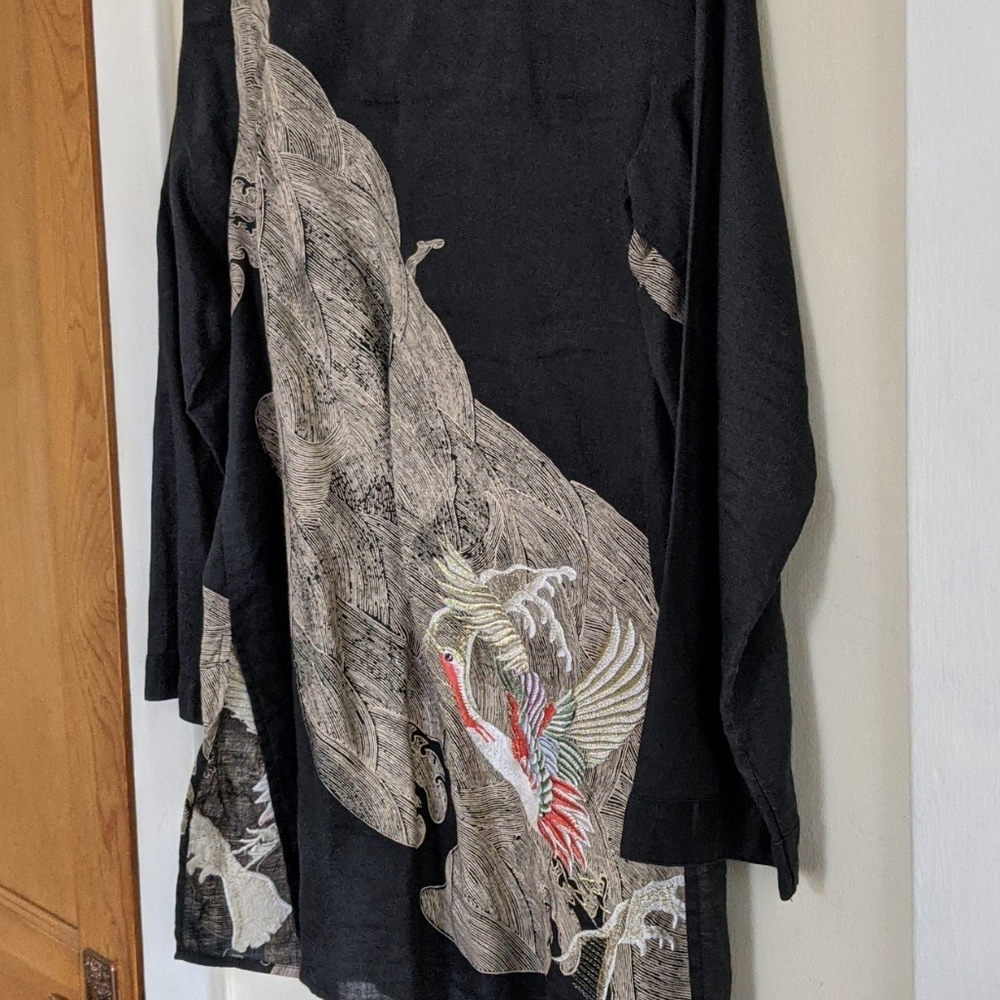 Vintage Citron Linen Asian inspired Tunic Blouse Small - Picture 8 of 9
